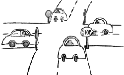 drawing of four way intersection